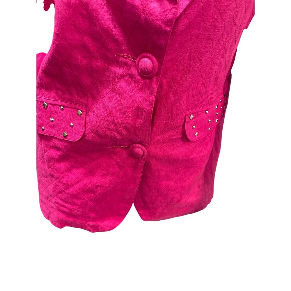 Amelia Austin Vintage Pink Studs Embellished Linen Blazer Jacket size M - Picture 5 of 5